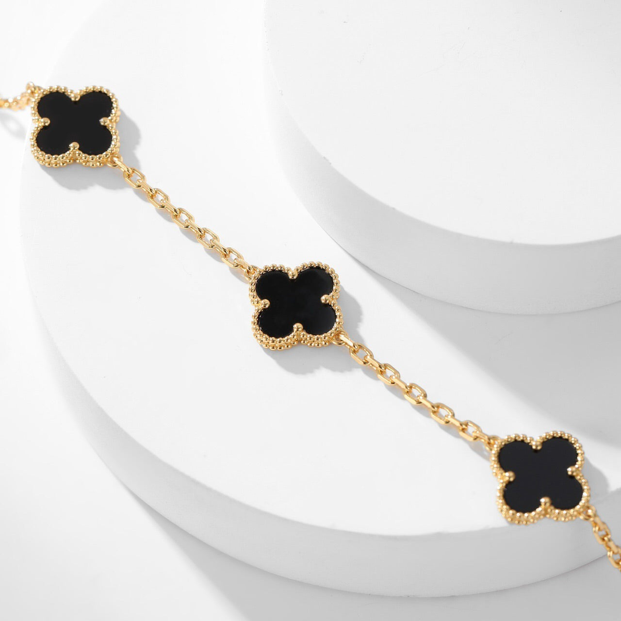 [Lucky Star]CLOVER 10 MOTIFS ONYX NECKLACE