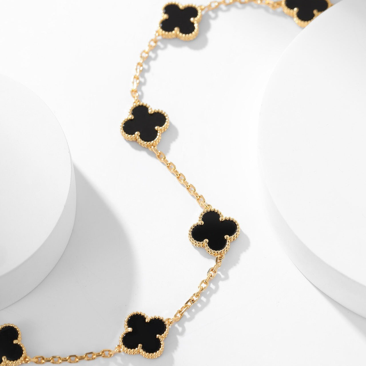 [Lucky Star]CLOVER 10 MOTIFS ONYX NECKLACE