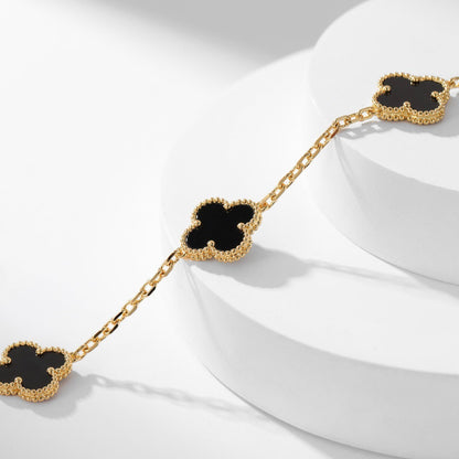 [Lucky Star]CLOVER 10 MOTIFS ONYX NECKLACE