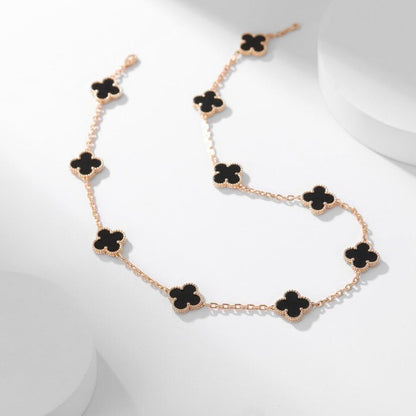 [Lucky Star]CLOVER 10 MOTIFS ONYX NECKLACE