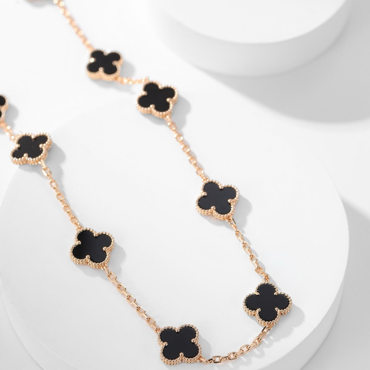 [Lucky Star]CLOVER 10 MOTIFS ONYX NECKLACE