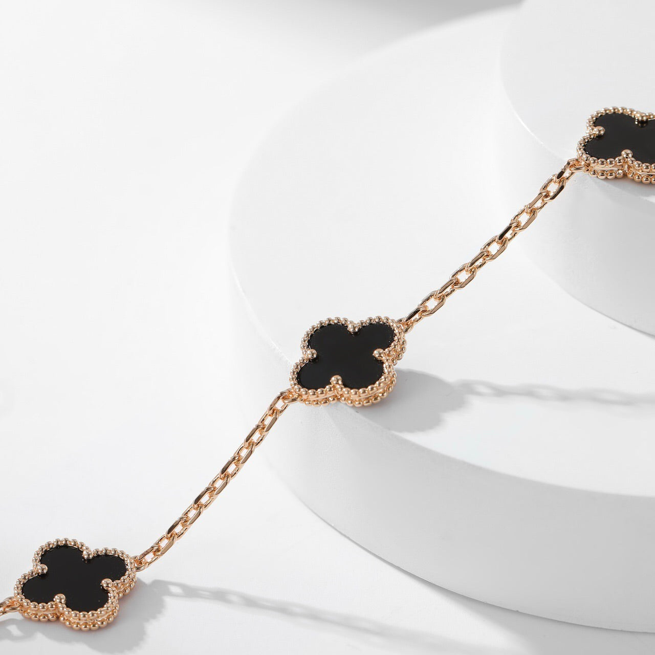 [Lucky Star]CLOVER 10 MOTIFS ONYX NECKLACE