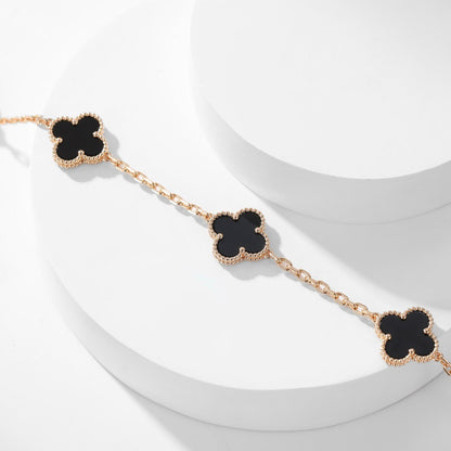 [Lucky Star]CLOVER 10 MOTIFS ONYX NECKLACE