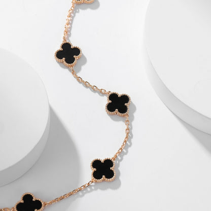 [Lucky Star]CLOVER 10 MOTIFS ONYX NECKLACE