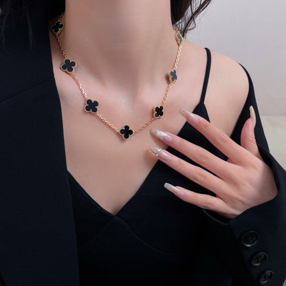 [Lucky Star]CLOVER 10 MOTIFS ONYX NECKLACE