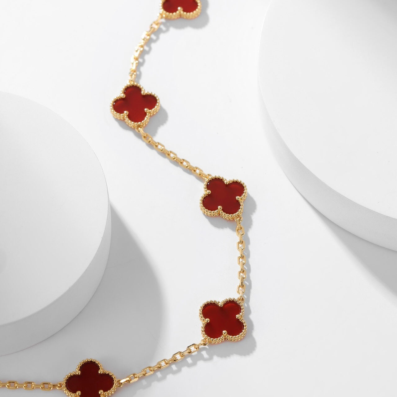 [Lucky Star]CLOVER 10 MOTIFS CARNELIAN NECKLACE