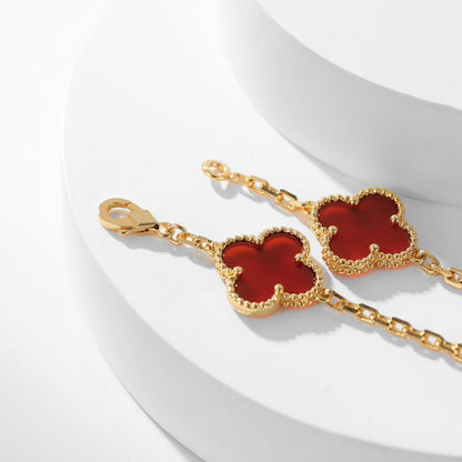 [Lucky Star]CLOVER 10 MOTIFS CARNELIAN NECKLACE