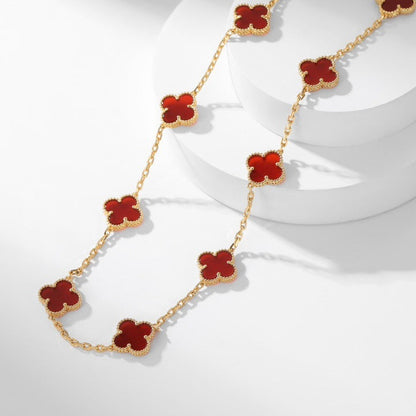 [Lucky Star]CLOVER 10 MOTIFS CARNELIAN NECKLACE