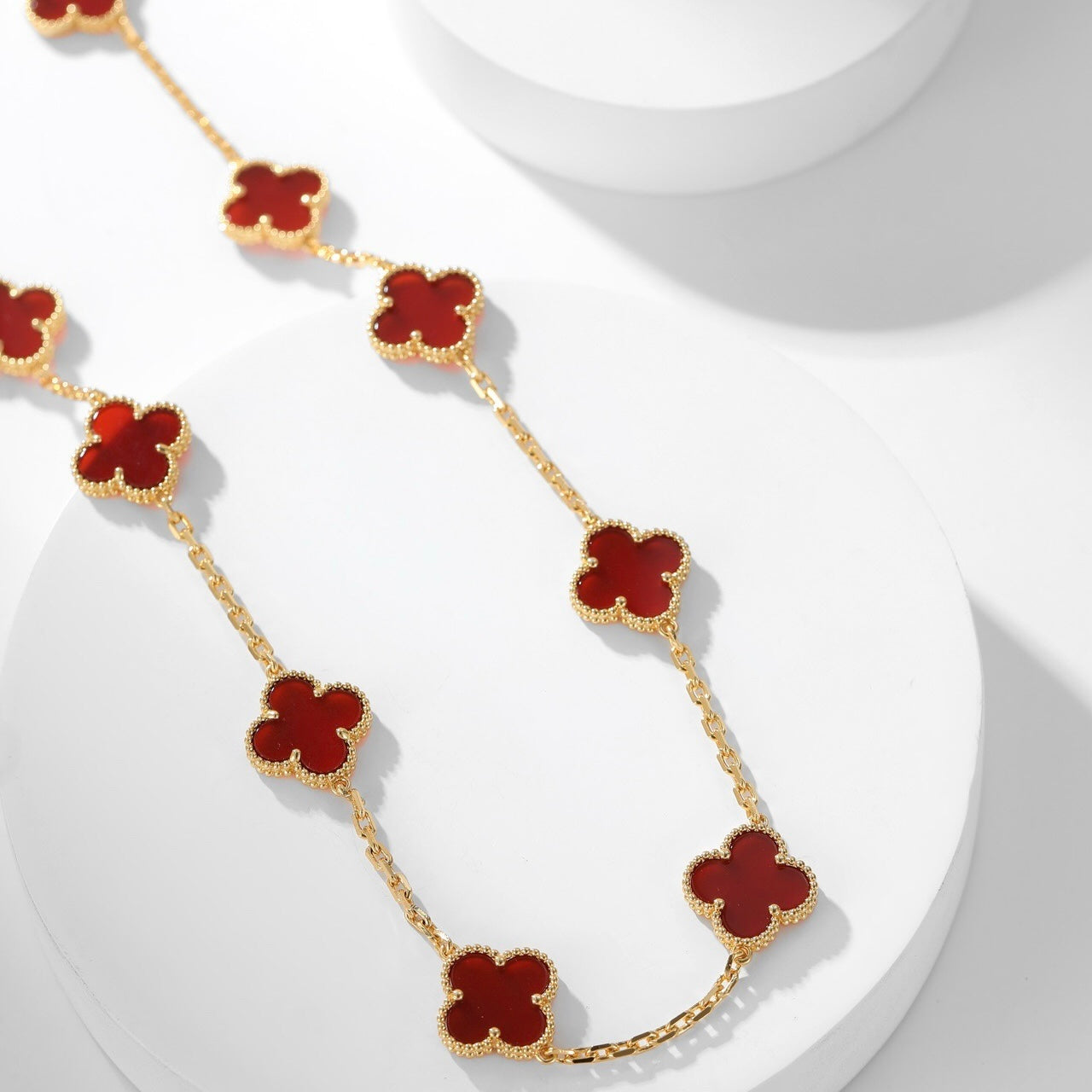 [Lucky Star]CLOVER 10 MOTIFS CARNELIAN NECKLACE