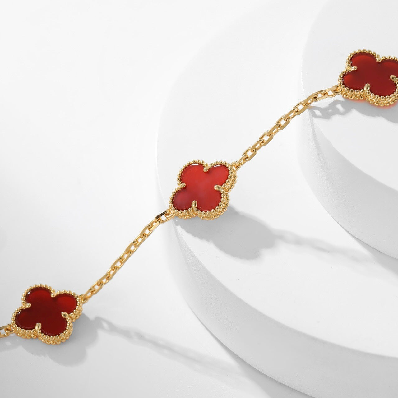 [Lucky Star]CLOVER 10 MOTIFS CARNELIAN NECKLACE