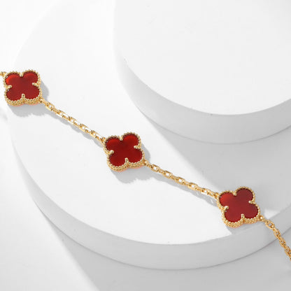 [Lucky Star]CLOVER 10 MOTIFS CARNELIAN NECKLACE