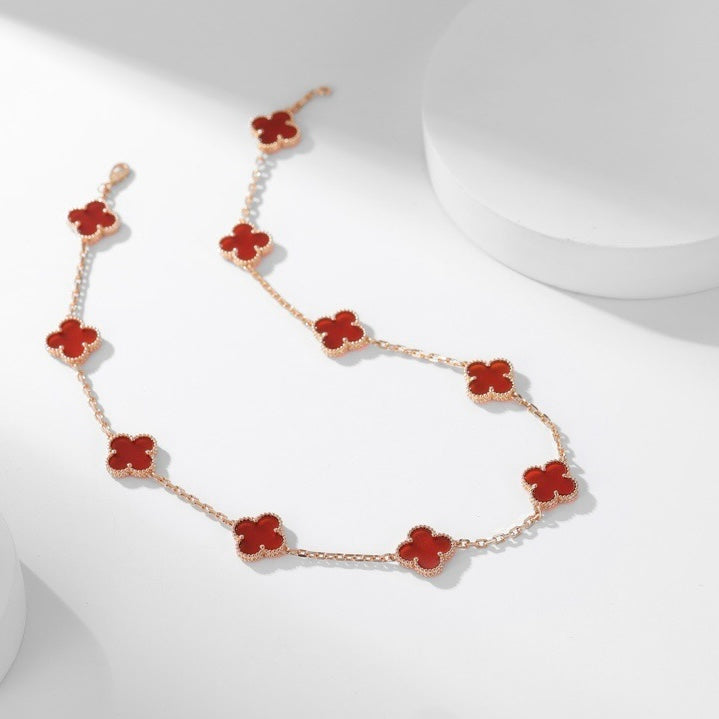 [Lucky Star]CLOVER 10 MOTIFS CARNELIAN NECKLACE