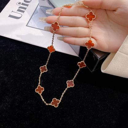 [Lucky Star]CLOVER 10 MOTIFS CARNELIAN NECKLACE