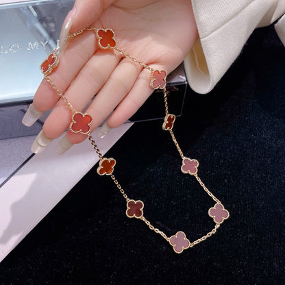 [Lucky Star]CLOVER 10 MOTIFS CARNELIAN NECKLACE