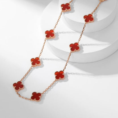 [Lucky Star]CLOVER 10 MOTIFS CARNELIAN NECKLACE