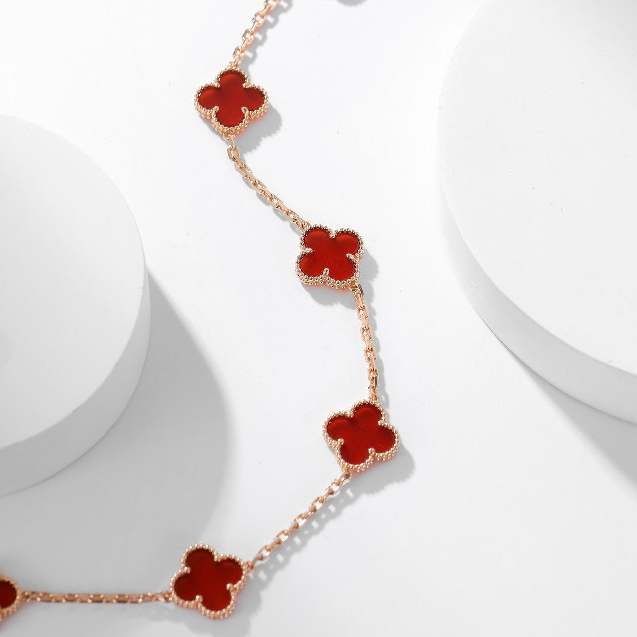 [Lucky Star]CLOVER 10 MOTIFS CARNELIAN NECKLACE