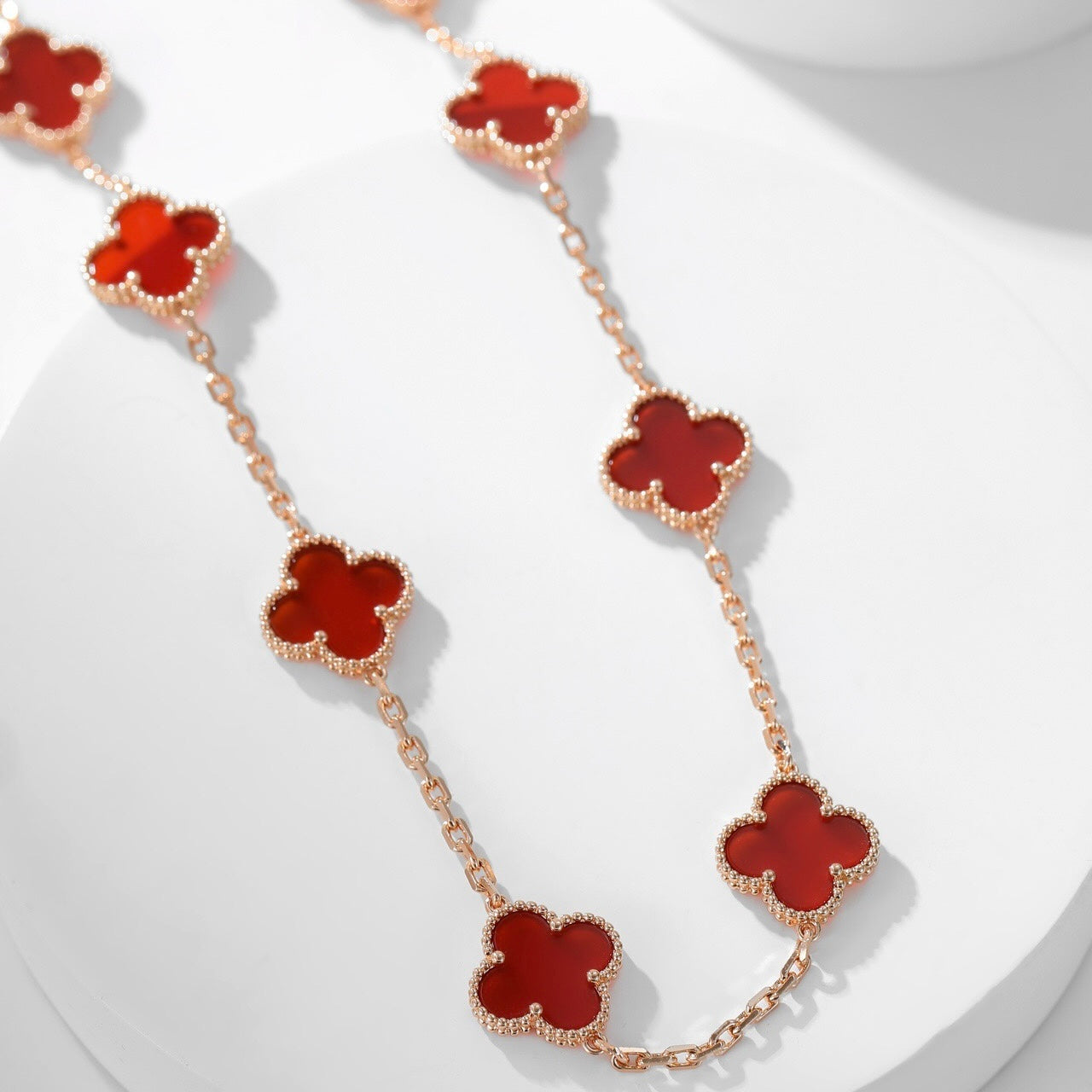 [Lucky Star]CLOVER 10 MOTIFS CARNELIAN NECKLACE