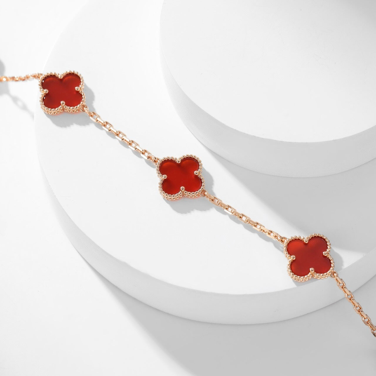 [Lucky Star]CLOVER 10 MOTIFS CARNELIAN NECKLACE