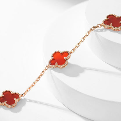 [Lucky Star]CLOVER 10 MOTIFS CARNELIAN NECKLACE