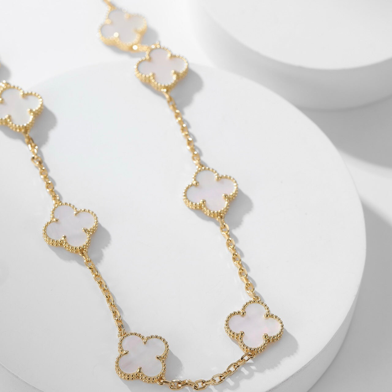 [Lucky Star]CLOVER 10 MOTIFS WHITE MOTHER OF PEARL NECKLACE