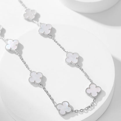 [Lucky Star]CLOVER 10 MOTIFS WHITE MOTHER OF PEARL NECKLACE