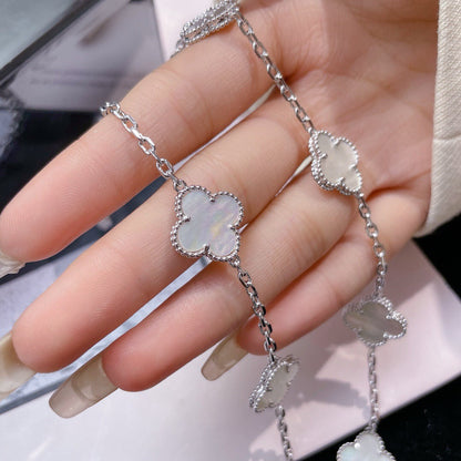 [Lucky Star]CLOVER 10 MOTIFS WHITE MOTHER OF PEARL NECKLACE