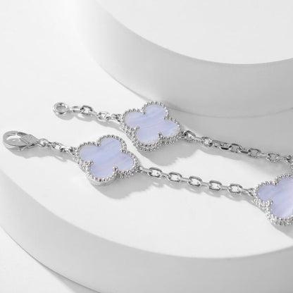 [Lucky Star]CLOVER 10 MOTIFS PURPLE CHALCEDONY NECKLACE