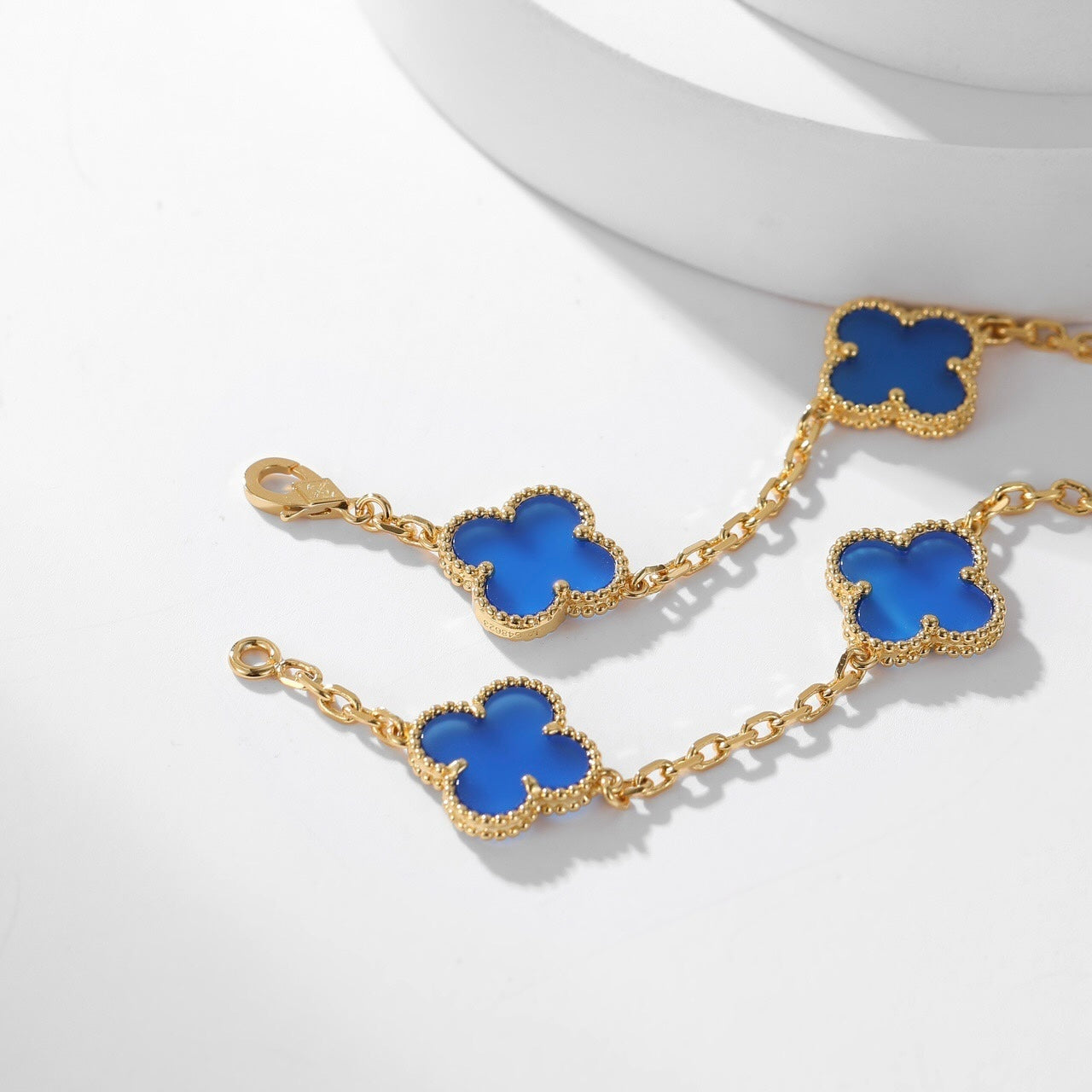 [Lucky Star]CLOVER 10 MOTIFS BLUE AGATE NECKLACE