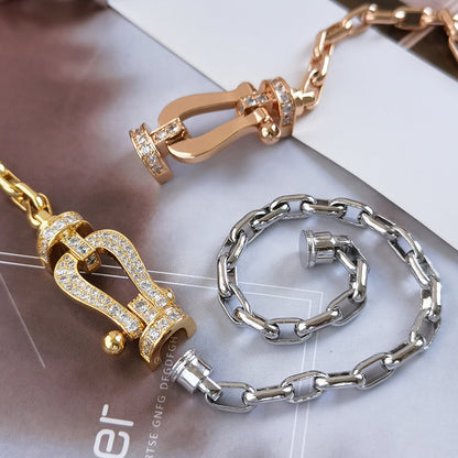 [Elitejewels]FORCE LARGE HORSESHOE CLASP  METAL BRACELET