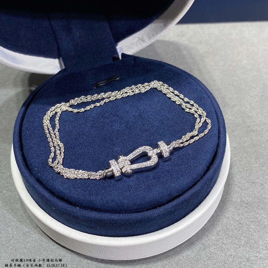 [Elitejewels]FORCE SMALL HORSESHOE  DIAMOND CHAIN ROPE BRACELET