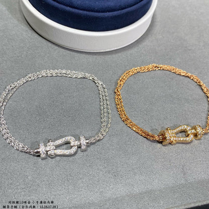 [Elitejewels]FORCE SMALL HORSESHOE  DIAMOND CHAIN ROPE BRACELET