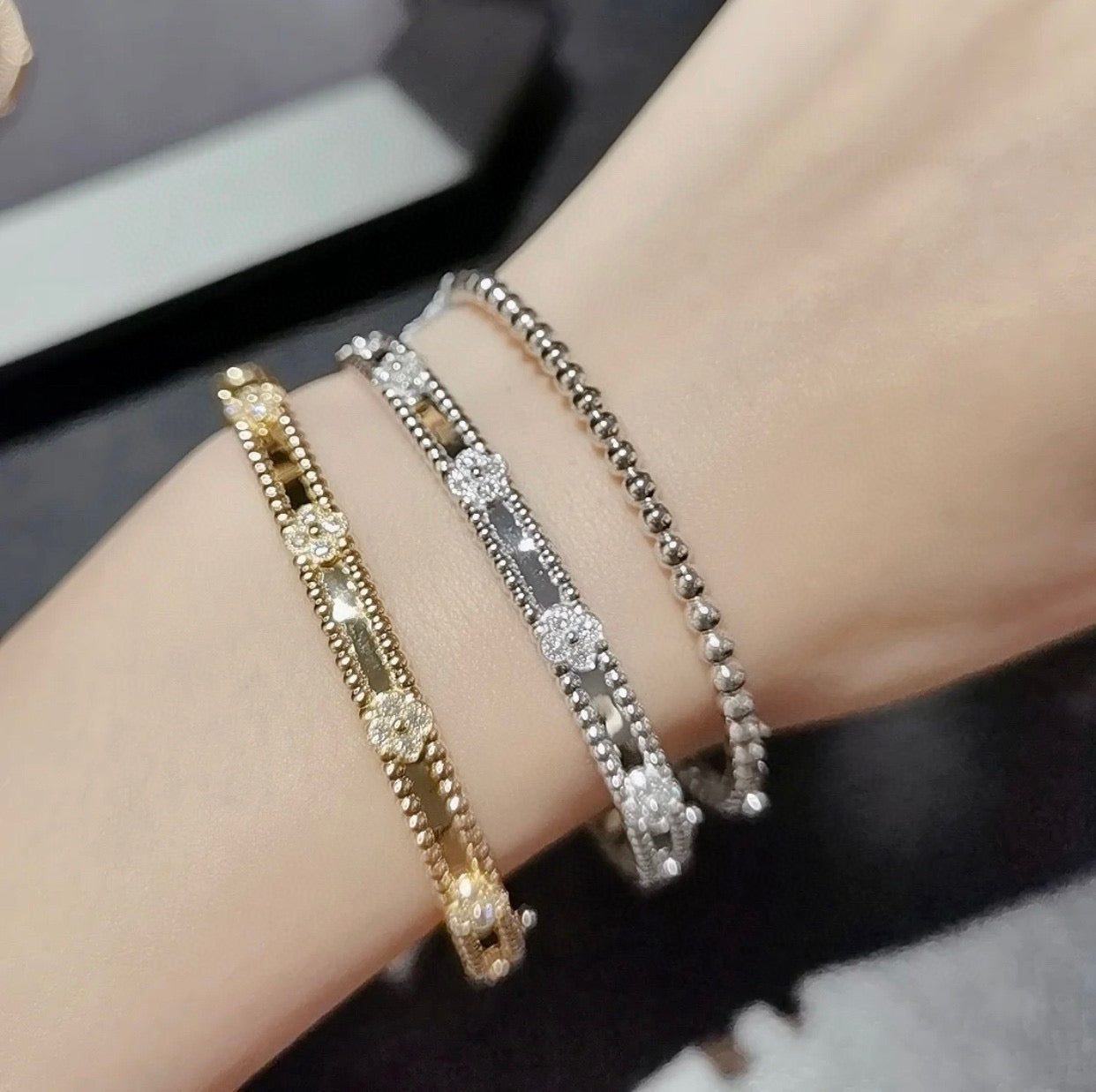 [Elitejewels]CLOVER BRACELET 4MM DIAMONDS