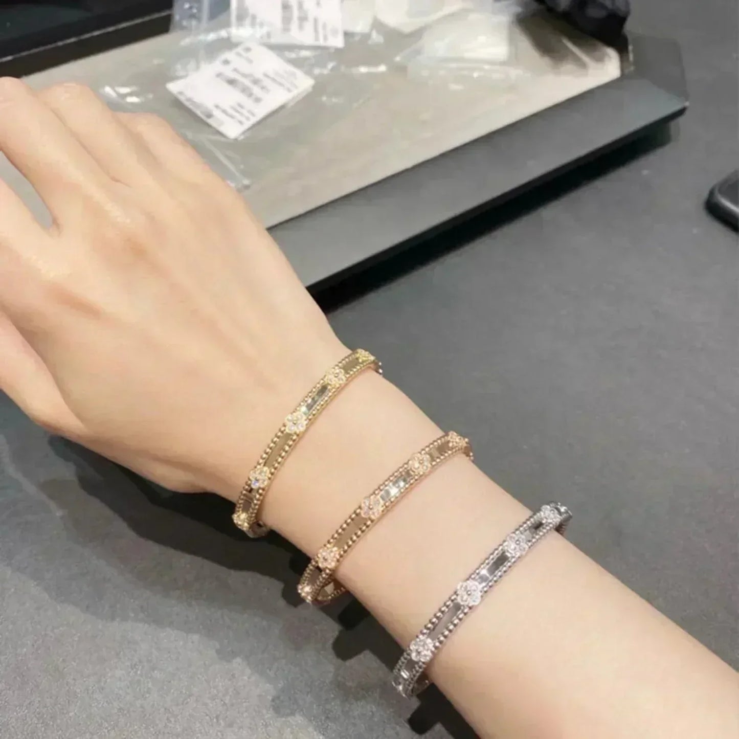 [Elitejewels]CLOVER BRACELET 4MM DIAMONDS