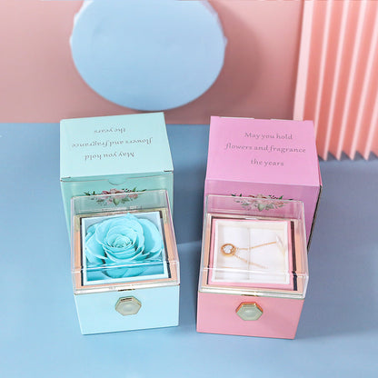 KREATIVE, DREHBARE, KONSERVIERTE SCHMUCK-GESCHENKBOX MIT ROSE (O-LOGO)