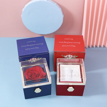 KREATIVE, DREHBARE, KONSERVIERTE SCHMUCK-GESCHENKBOX MIT ROSE (O-LOGO)