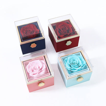 KREATIVE, DREHBARE, KONSERVIERTE SCHMUCK-GESCHENKBOX MIT ROSE (O-LOGO)