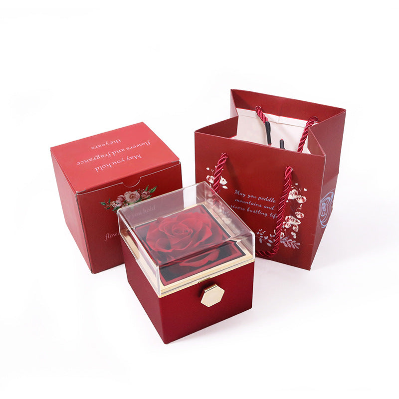 KREATIVE, DREHBARE, KONSERVIERTE SCHMUCK-GESCHENKBOX MIT ROSE (O-LOGO)