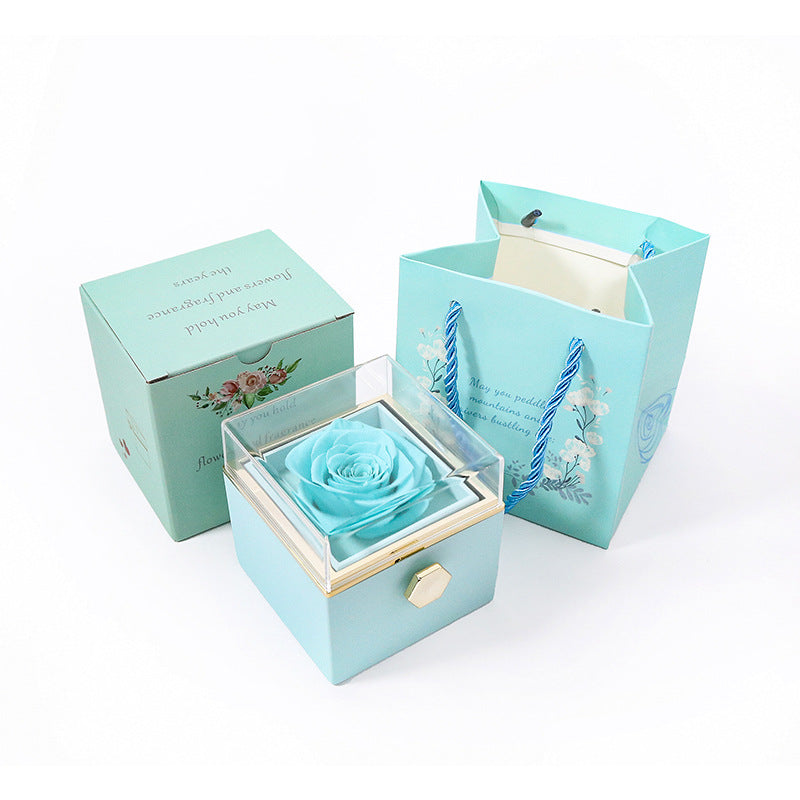 KREATIVE, DREHBARE, KONSERVIERTE SCHMUCK-GESCHENKBOX MIT ROSE (O-LOGO)