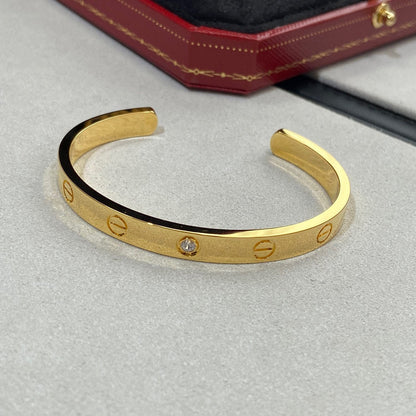 [Elitejewels]LOVE BRACELET 6.1MM 1 DIAMOND OPEN CUFF