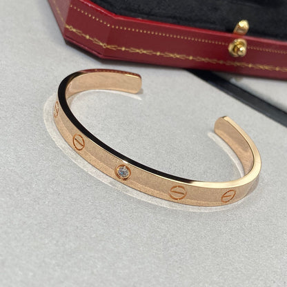 [Elitejewels]LOVE BRACELET 6.1MM 1 DIAMOND OPEN CUFF