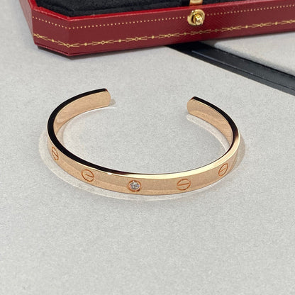 [Elitejewels]LOVE BRACELET 6.1MM 1 DIAMOND OPEN CUFF