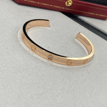 [Elitejewels]LOVE BRACELET 6.1MM 1 DIAMOND OPEN CUFF