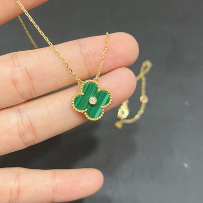 [Elitejewels]CLOVER 15MM DIAMOND TURQUOISE NECKLACE