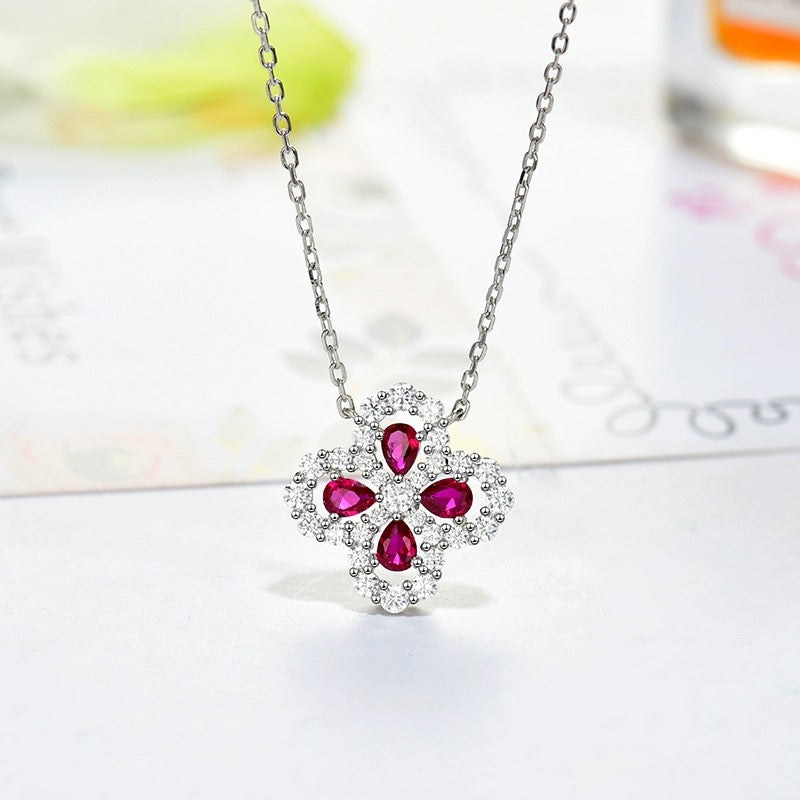 [Elitejewels]LOOP NECKLACE FULL MOTIF DIAMOND 16MM MULTIPLE COLORS