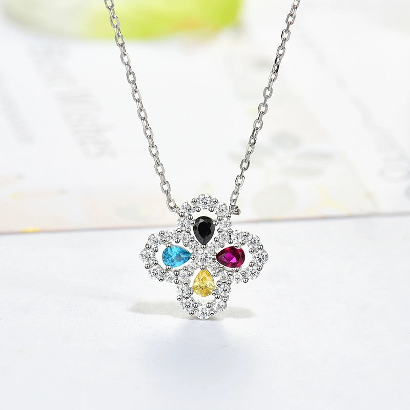 [Elitejewels]LOOP NECKLACE FULL MOTIF DIAMOND 16MM MULTIPLE COLORS