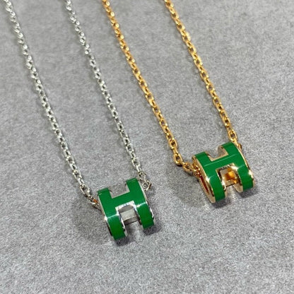 [Elitejewels]POP H GREEN NECKLACE SILVER AND GOLD