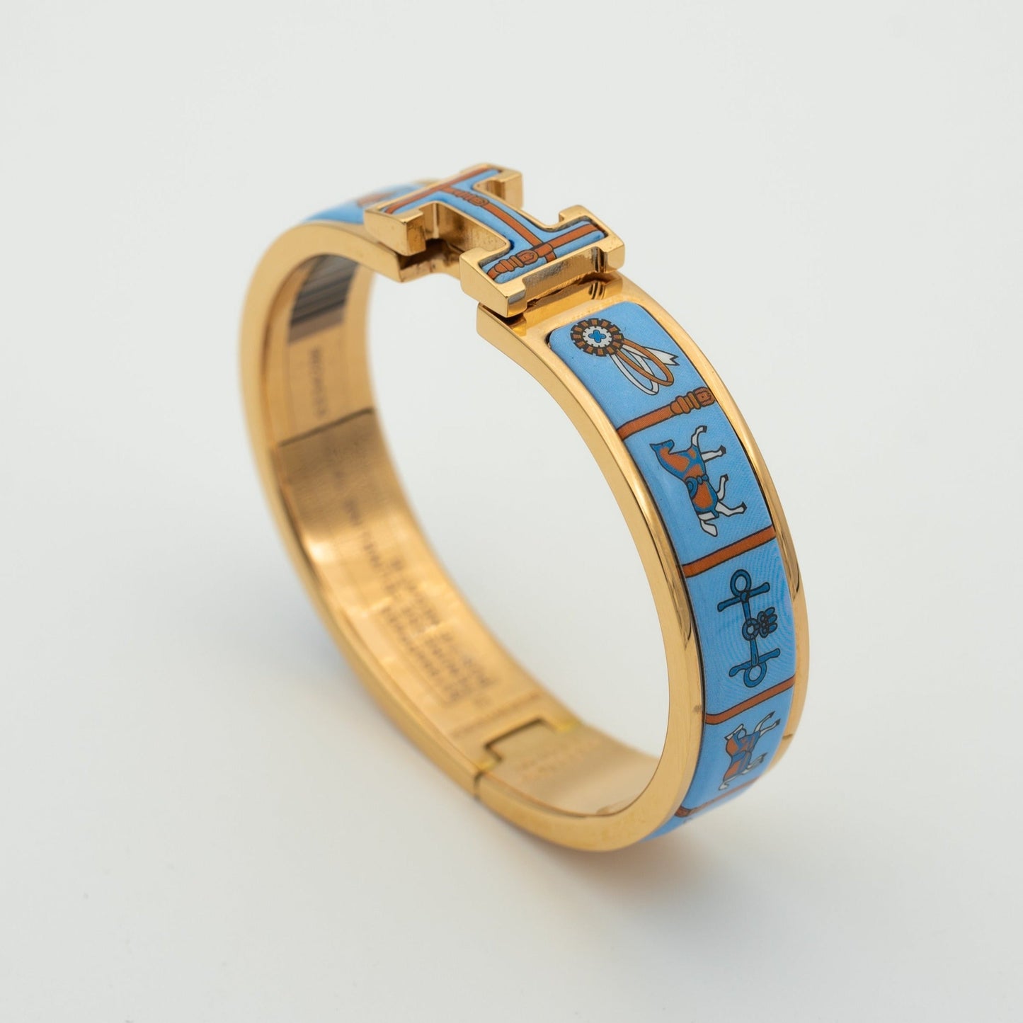 [Elitejewels]H PINK GOLD BRACELET BLUE CERAMIC