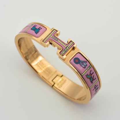 [Elitejewels]H PINK GOLD BRACELET PINK CERAMIC