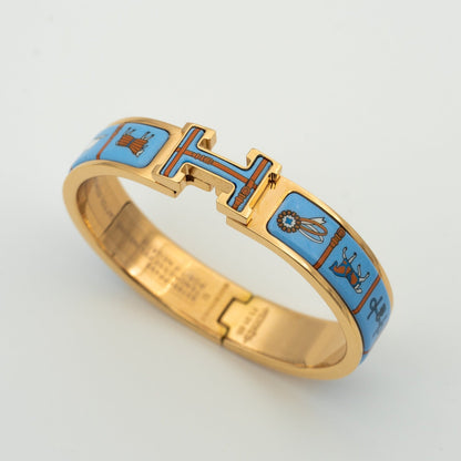 [Elitejewels]H PINK GOLD BRACELET BLUE CERAMIC