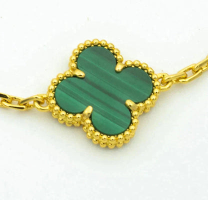 [Elitejewels]CLOVER  5 MOTIF MALACHITE DIAMOND BRACELET